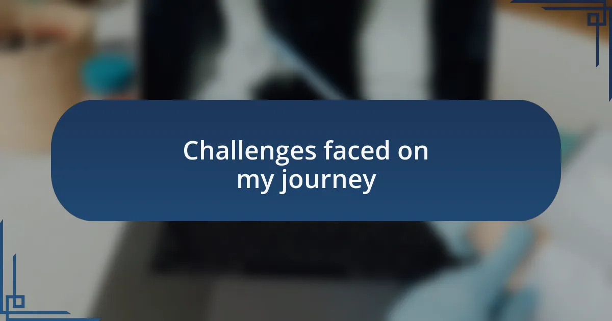 Challenges faced on my journey