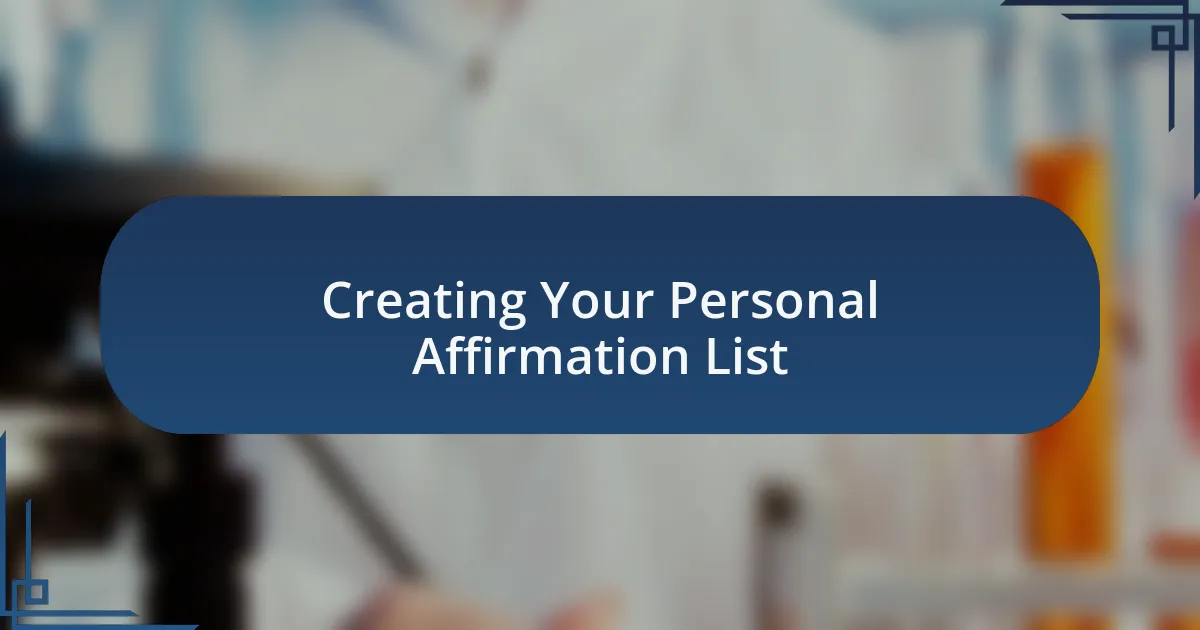Creating Your Personal Affirmation List