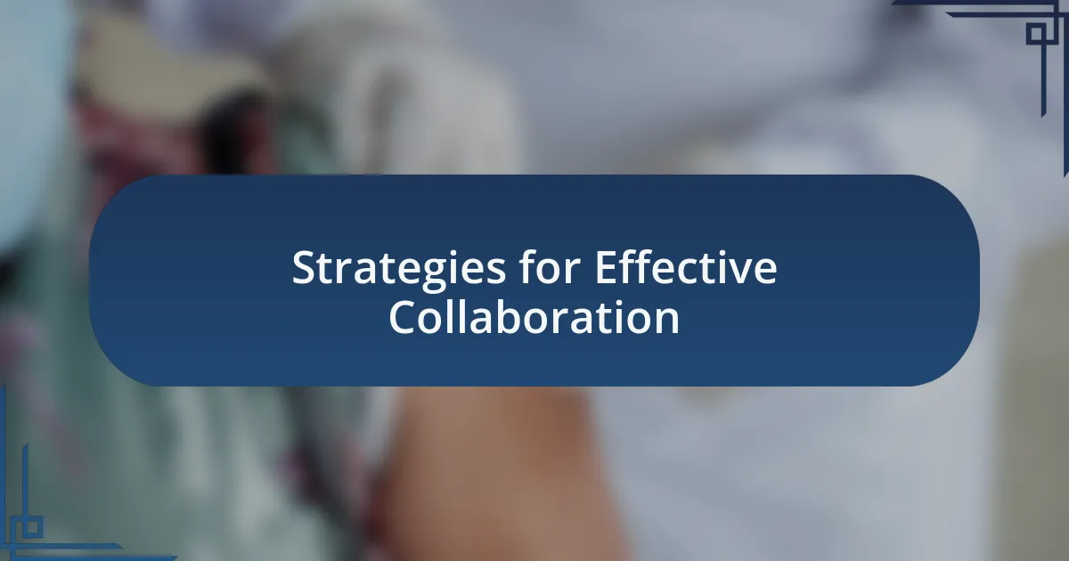 Strategies for Effective Collaboration